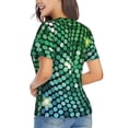 thumbnail image 3 of Honeii Green Disco Lights Print Women's Classic V-Neck T-Shirt,Womens Fashion Tops,Stylish Everyday Top for Women, Casual Summer Spring Outfits Clothes-X-Large, 3 of 5