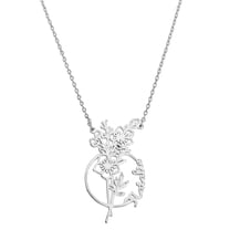 Personalized Planet Women's Personalized Birthmonth Flower and Name Circle Necklace