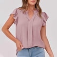thumbnail image 3 of Womens Dressy Casual Tops Ruffle Petal Short Sleeve V Neck Shirts Elegant Summer Business Work Tunic Blouses, 3 of 7