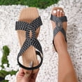 thumbnail image 2 of hopeusnice Braided Crisscross Strap Elastic Slingback Flat Sandal Women Casual Summer Footwear Black 40, 2 of 7
