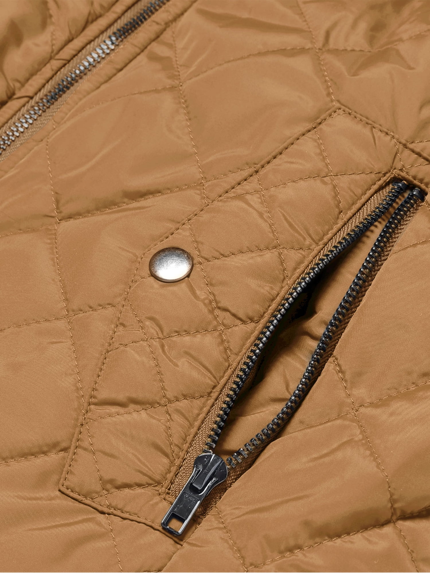 DARING DIVA Women's Zip Stand Collar Quilted Padded Vest M Saddle Brown