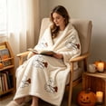 thumbnail image 6 of Fievgin Halloween Throw Blanket, Cute Ghost Dog Soft Cozy Flannel Blanket for Party Sofa Bed Living Room, 39x59in, 6 of 7