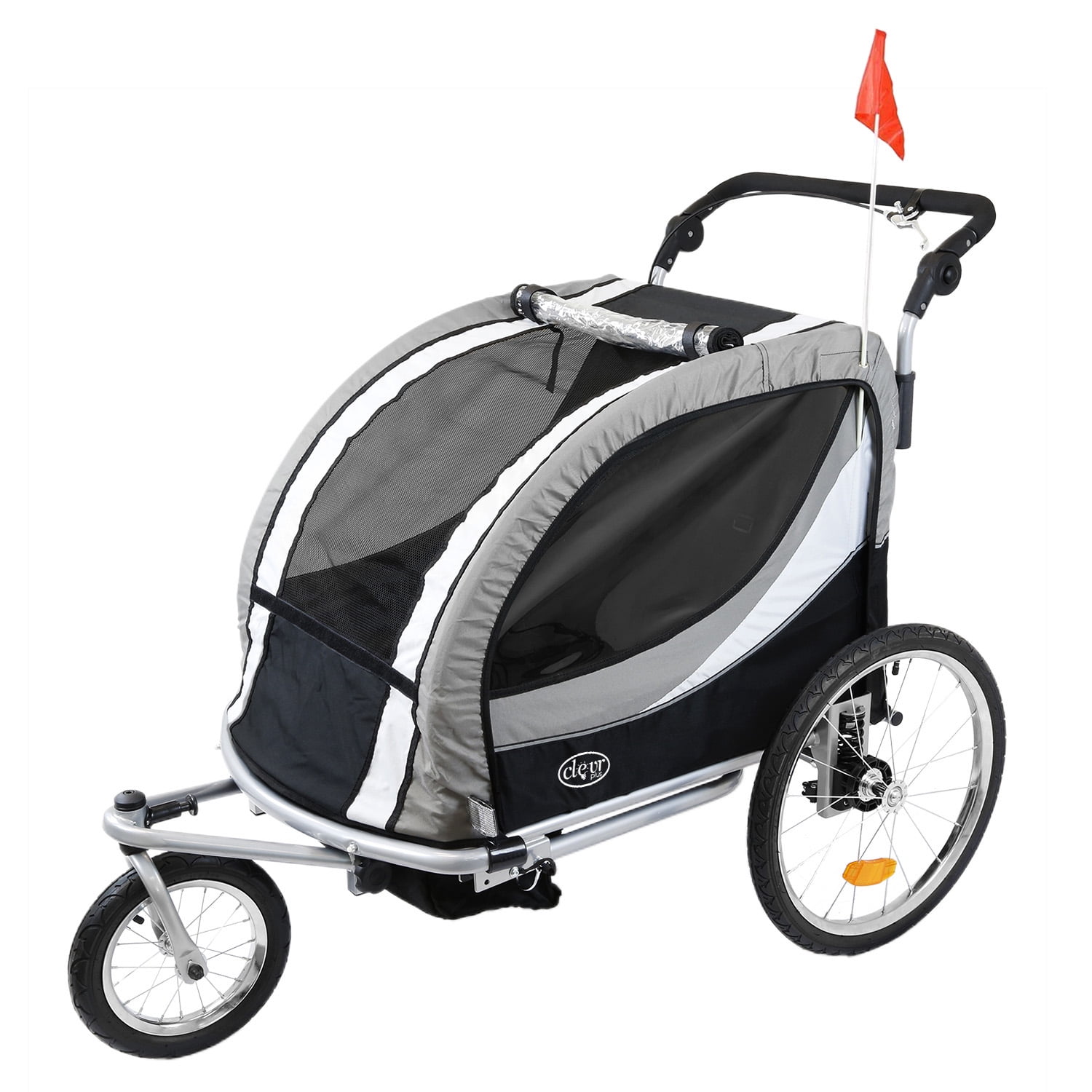 Sports Deluxe 2-Child Bike Trailer 5 Point Safety Harness 16" Wheels Lightweight 