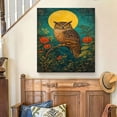 thumbnail image 6 of FLASHLUMI 8x12 Inch Vintage Owl with Floral and Moon Background Oil Painting Canvas Wall Art, Rustic Wildlife Home Decor for Living Room Bedroom, No Frame, 6 of 10