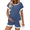 Blue, variant on Maternity Pajamas 2 Piece Outfits Waffle Knit Short Sleeve Tops and Shorts Loungewear Set Pregnancy Clothes