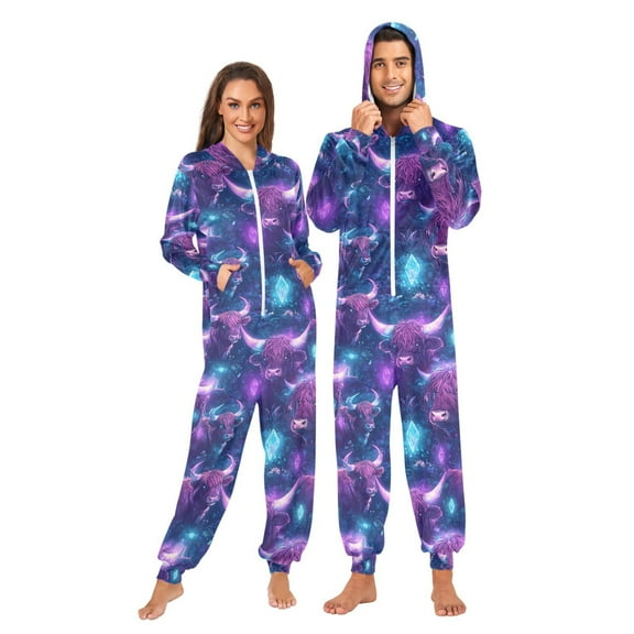 joogoo Highland Cattle Texture Unisex Adults Onesies Pajamas Jumpsuits L