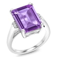 thumbnail image 3 of Gem Stone King 6.32 Cttw Purple Amethyst Engagement Ring for Women | 925 Sterling Silver| Emerald Cut 14X10MM | Gemstone February Birthstone | Size 7, 3 of 5