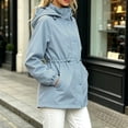 thumbnail image 6 of WRKEKC Windbreaker Jackets for Women Solid Color Hooded Long Sleeve Zip Up Drawstring Waist Windproof Outdoor Coat, 6 of 7