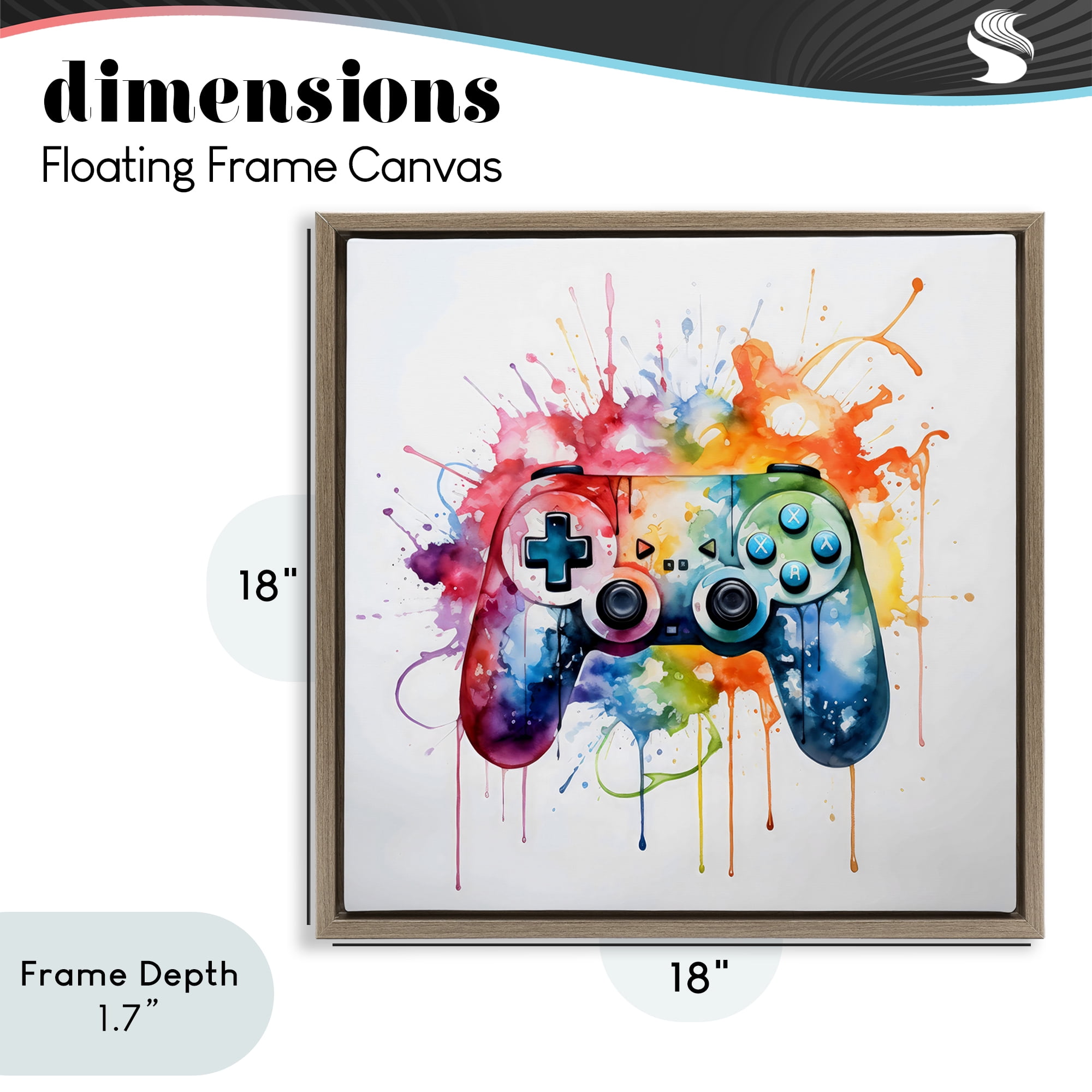 Stupell Industries Colors of Gaming Splatter Brown Framed Floater Canvas Wall Art, design by Creative Studio