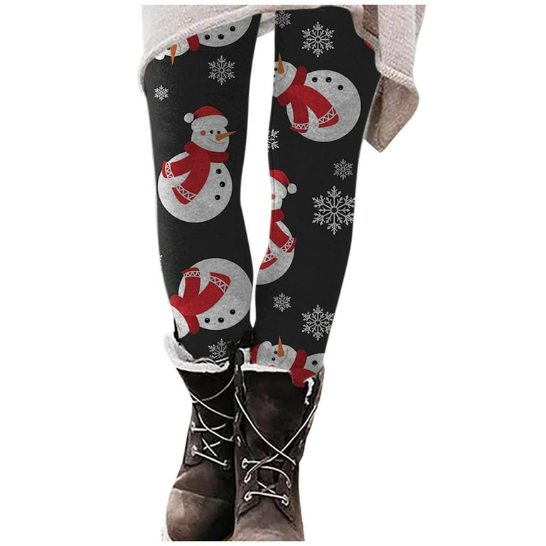 Christmas Striped Leggings Santa Scrunch Tights Tummy Control Yoga