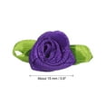 thumbnail image 2 of Uxcell Mini Ribbon Roses, 200Pcs Tiny Satin Fabric Flowers with Green Leaves Rosettes Applique for Crafts Wedding Purple, 2 of 5