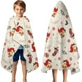 thumbnail image 3 of Beige Christmas Santa Pattern Hooded Bath Towel，50"x30" for Ages 3 To 12 Kids, Quick Dry Lightweight Soft Microfiber Hood Beach Towel Cover Up for Kids, 3 of 7