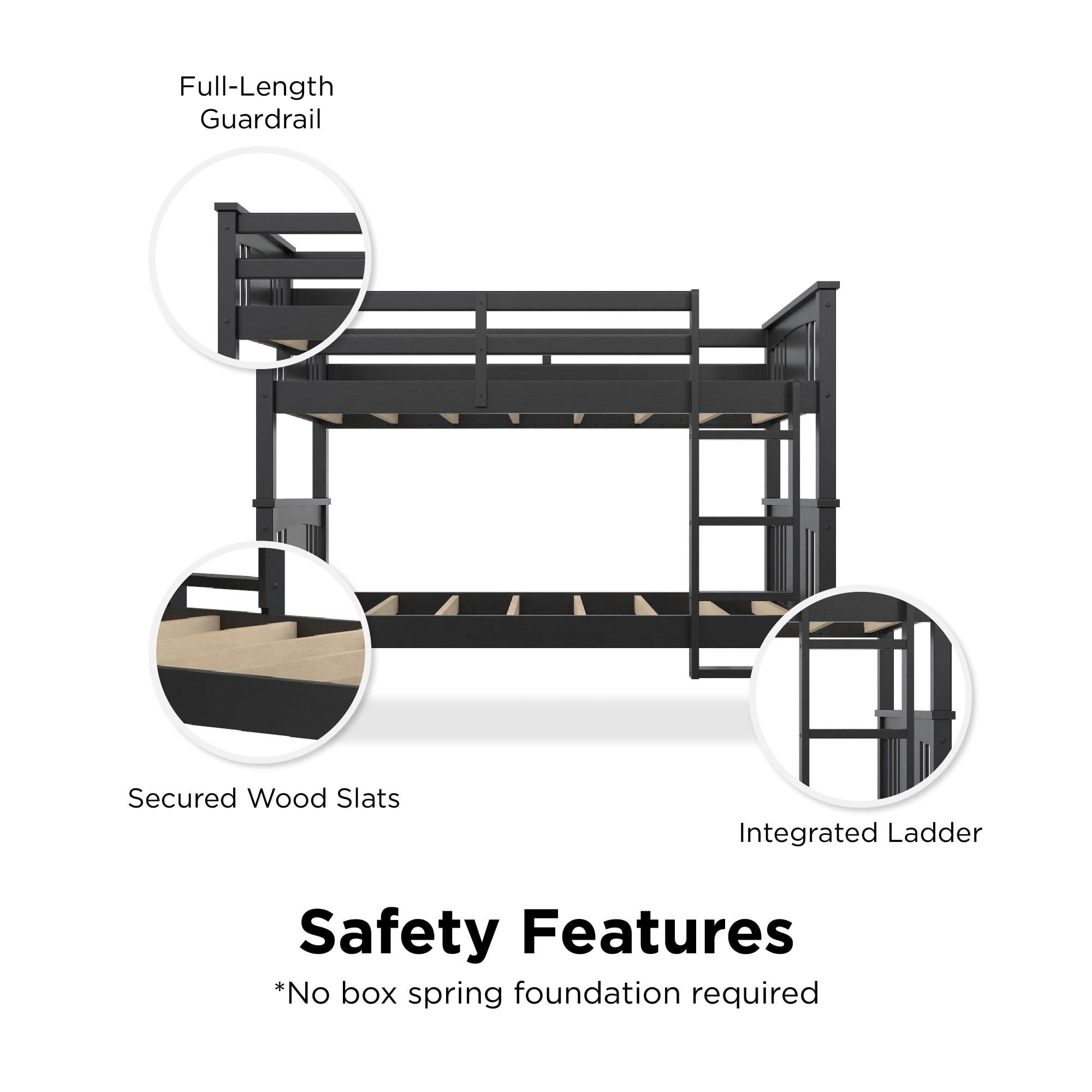 Better Homes & Gardens Flynn Twin Size Bunk Bed for Kids, Black