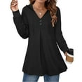 thumbnail image 2 of DPTALR Femmes Automne Hoodie Solide Confortable Confortable Manches Longues Tops Chemisier, 2 of 5