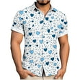 thumbnail image 2 of Betivan Men's Shirt Valentine's Day Printed Turndown Collar Button-Down Blouse, Short Sleeve Breathable Casual Top Daily Beach Vacation Gathering, 2 of 6