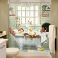 thumbnail image 4 of Black Girl 4Pcs Shower Curtain Sets African American Woman Black and White Peony Floral Quotes Bathroom Set Decor with Rug, Toilet Lid Cover, Bath Mat, Fashion Bathroom Curtain with 12 Hooks, 4 of 8