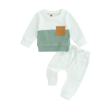 

Emmababy Long Sleeve Sweatshirt and Sweatpants Set for Baby Boys in Contrast Colors