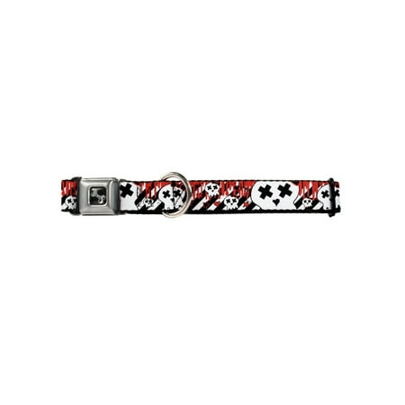 - skulls black and white diagonal stripes blood dripping animal seatbelt collar