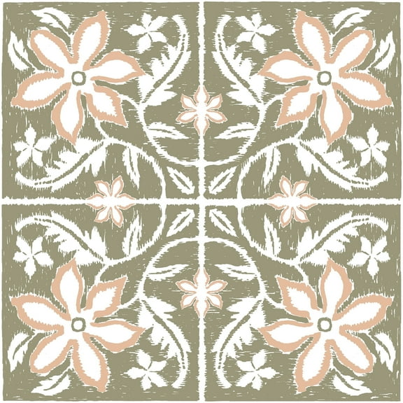 FloorPops Lillium Green Peel and Stick Floor Tiles