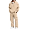 thumbnail image 2 of Aofany Fleece 2 Piece Outfits Mens Pullover Hooded Sweatshirt Tracksuit & Joggers Sweatpants Sweatsuit Sets with Pockets, 2 of 9