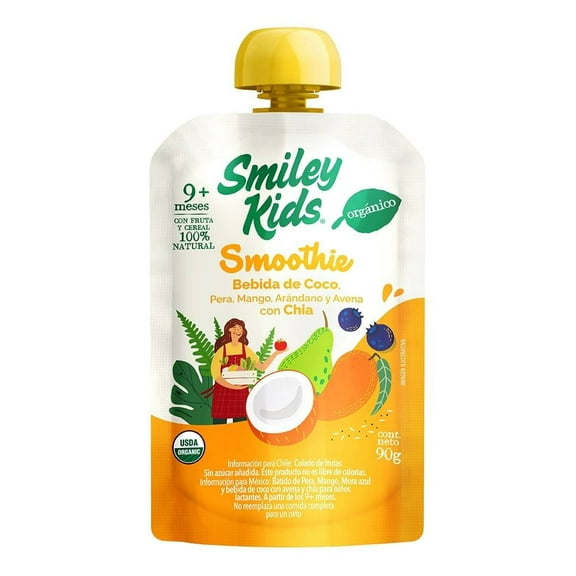 Smoothie Smiley Smiley Kids Organico Coco pera arandano y avena
