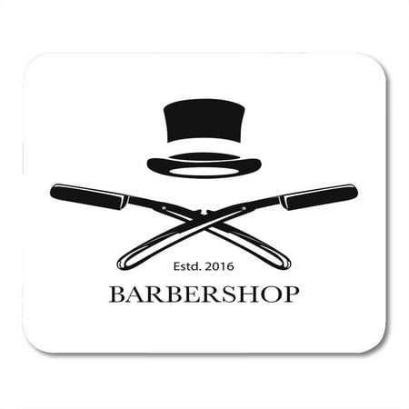 LADDKE Black for Barbershop Hair Salon Barber Razor Blades and Top Hat Stylist Flat Mousepad Mouse Pad Mouse Mat 9x10