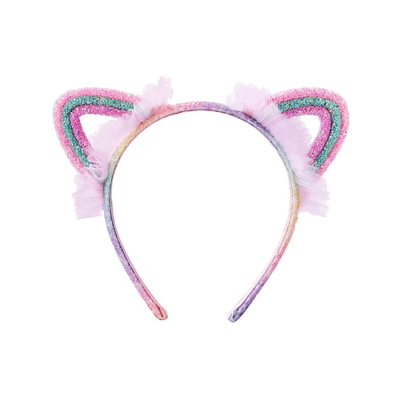 UJNDER Women's Colorful Sequin Lace Cat Ear Sparkly Festival Headband for Girls Girl Headbands,Pink,One Size