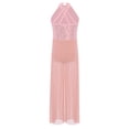 thumbnail image 6 of Aislor Big Girls Mesh Split Wide-Leg Bodysuit Sequins Bodice Figure Skating Jumpsuit Gymnastics Leotard Pink 6, 6 of 7