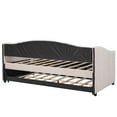 thumbnail image 4 of Twin Upholstered Daybed with Trundle and Wood Slat Design, Wood Slat Support, Living Room Sofa Bed for Bedroom Guest Room, No Box Spring Needed(Beige), 4 of 8