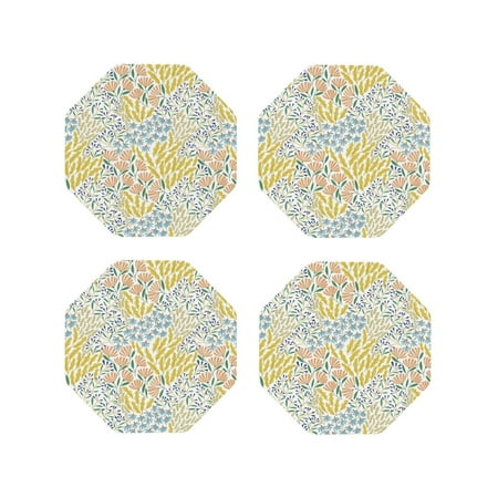 

Junzan Boho Print Coasters for Drinks - Leather Coasters Set of 4 for Coffee Table for Housewarming/Kitchen/Bar/Decor-Octagon