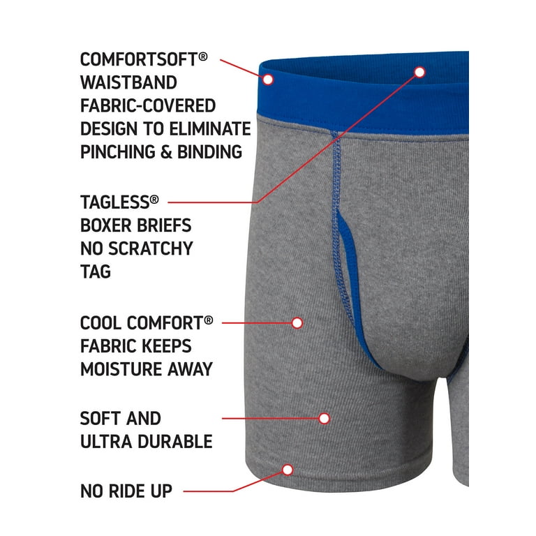 Hanes ComfortSoft Boys Underwear 3 Pack Dyed Boxer Briefs Sizes S XL