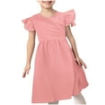 thumbnail image 2 of Timegard Toddler Girls Clothes Cute Ruffle Short Sleeve Dresses Kids Ruched Loose Comfy Dress Fashion, 2 of 2