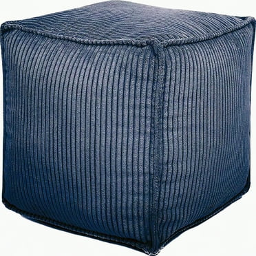 Square Pouf Ottoman Cover - Greyblue | Unstuffed Foot Rest for Living Room & Bedroom | Modern Decor, Washable Slipcover, Stylish Home Accent