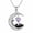 A, variant on Cat Necklace, Celtic Moon Pendant with Heart Birthstone Zircon, White Gold Plated Jewelry Gift for Women