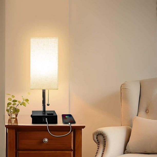 Lampe de Table pour Chambre à Coucher avec 2 Ports USB, Petite