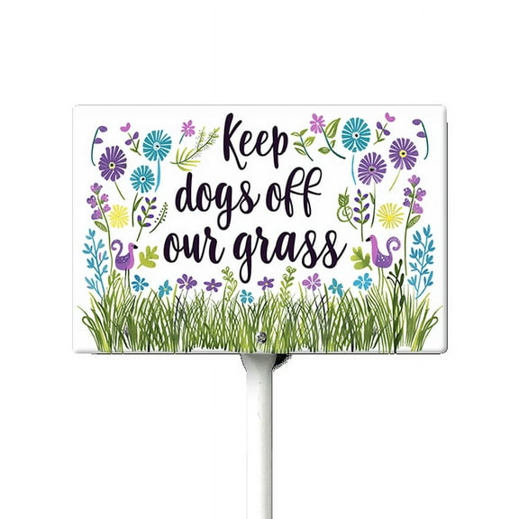 Eveokoki Keep Dogs Off Our Grass Sign, 12" x8" Stay Off Grass Aluminum Signs with Metal Stakes,UV Protected,Weatherproof,Fade Resistant,Easy to Mount
