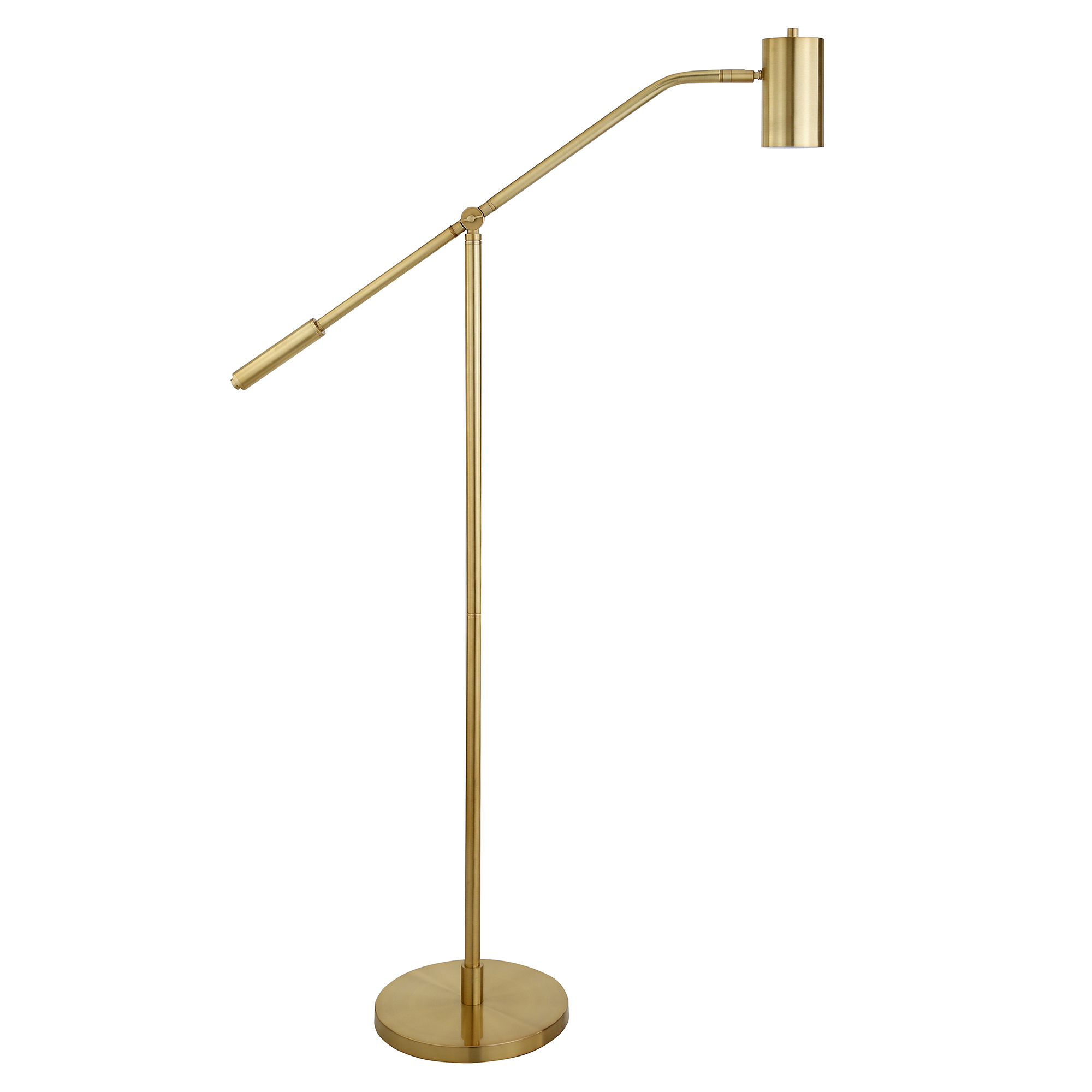 Evelyn&Zoe Willis Pharmacy Floor Lamp with Metal Shade, Brass/Brass