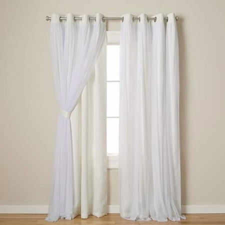 Talia Double Layer Indoor Curtains Sheer and Room Darkening Blackout Grommet Top Energy Efficient 2-Pack Set 52 x96 Vanilla