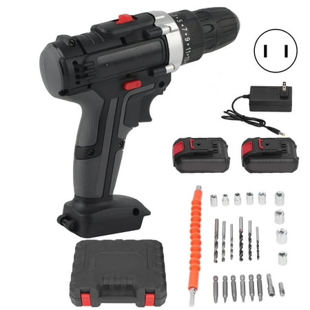 

Brushless Drill Driver Kit Electric Screwdriver Stepless Speed Change Non Slip Handle For Wood US Plug