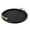 Black, variant on American Atelier, Gray Dots PU Leatherette Round Serving Tray with Gold Handles, 17.32x1.14"