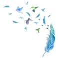 thumbnail image 1 of ¡Oferta! Pegatinas de pared Leott con plumas azules, para sala de estar, decoración creativa de ventanas con plumas de pájaro, 2 unidades, 1 of 5