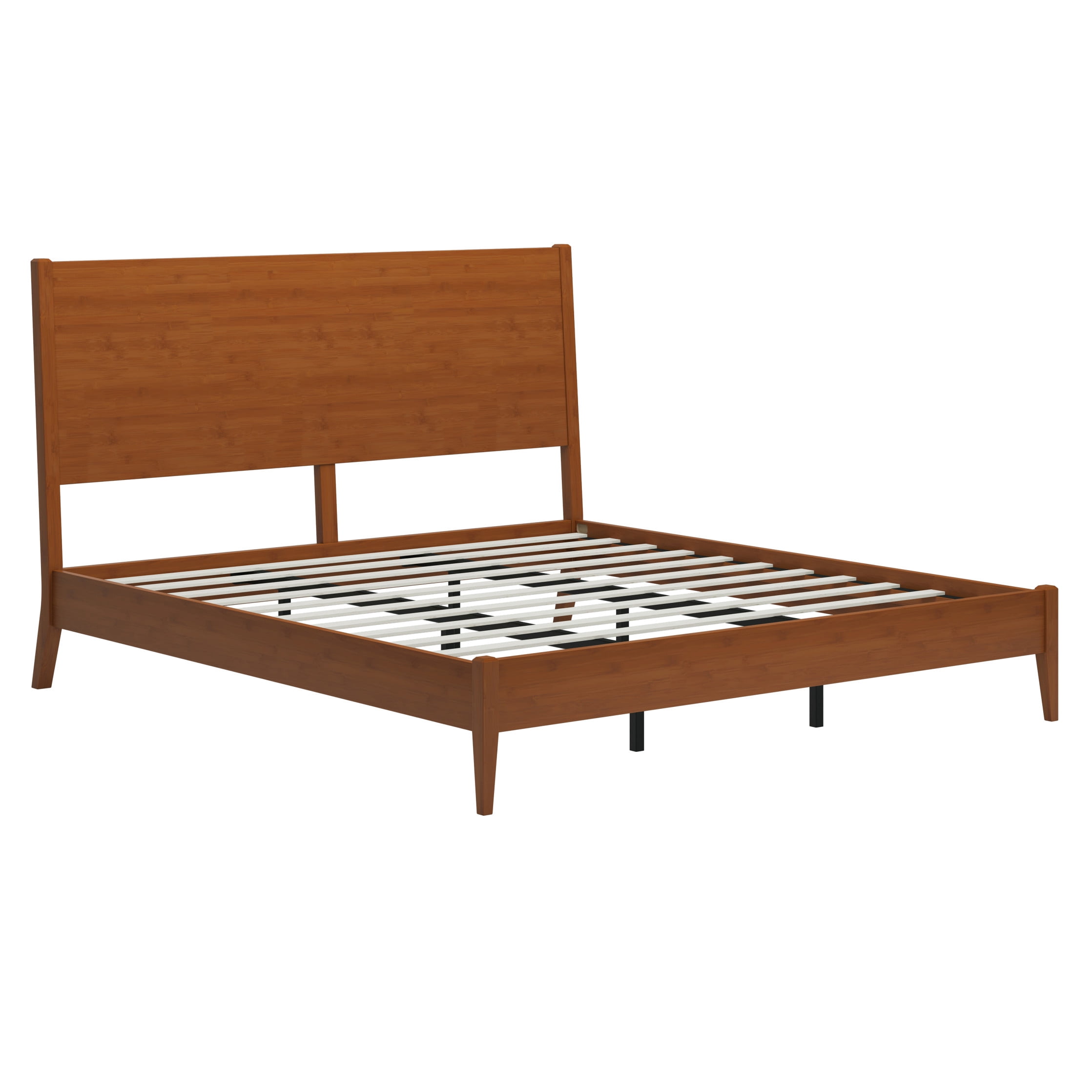 Christopher Knight Home Mid-Century Modern Solid Bamboo Wood Platform Bed, King Size, Walnut