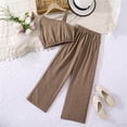 thumbnail image 5 of RMGVDSD Kids Girls Summer Outfits One-Shoulder Crop Tops Sleeveless Tank Top And Wide Leg Pants Two Piece Set Solid Color Casual Clothes 7-8 Years, 5 of 9