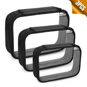 TSV 3Pcs Clear Makeup Bags, Waterproof Toiletry Bags, 3 Sizes Travel Accessories Organizer