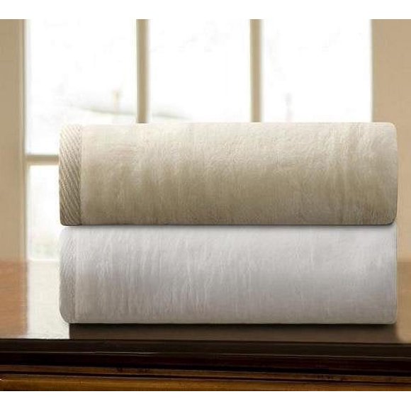 DownTown Company Granny Blanket - 100% Natural Egyptian Cotton Blanket with Pure Cashmere Softness, Imported from Portugal - Premium Throw Blanket for Bed, Sofa, or Couch - Twin Size, Cream Color