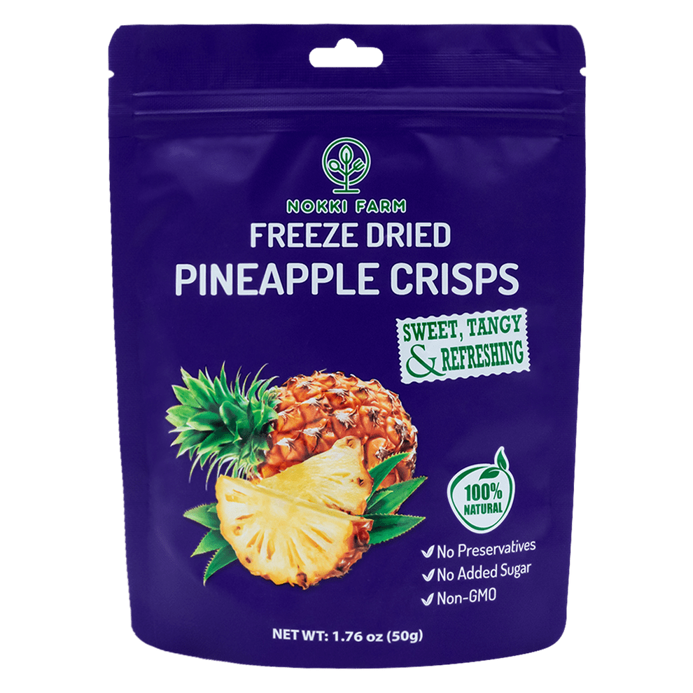 NOKKI FARM Freeze Pineapple Fruit, Healthy & Exotic Tropical Superfood Snacks, Kid-Approved, No Added Sugar or Preservatives, Shelf-Stable, 1.73 Oz, 3 Pack