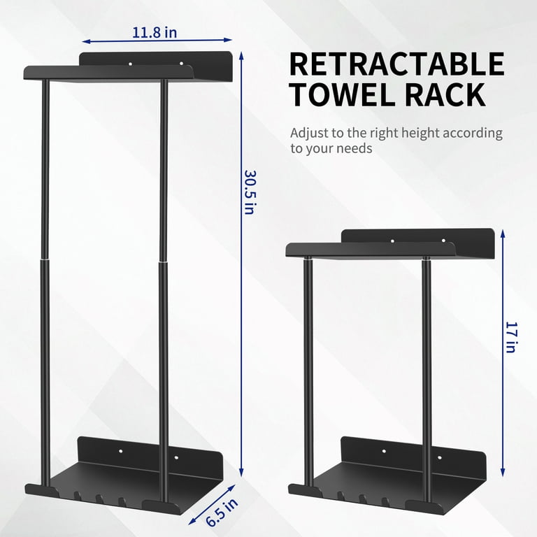 PHANCIR Retractable Wall-Mounted Towel Rack with Shelf photo 5