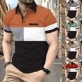 thumbnail image 6 of guisaled Men's Golf Shirts Short Sleeve Color Block Patchwork Button Down Shirt Slim Fit Turndown Collar Henley Casual Work Blouses, 6 of 6