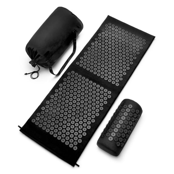 Sivan Health and Fitness Large Acupressure Mat and Pillow Set - Grounding Mat for Stress, Back & Neck Pain - Acupuncture Point Massage Mat - Includes Carry Bag