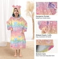 thumbnail image 4 of Dailycode Wearable Blanket Hoodie Oversized Sherpa Flannel Blankets with Pocket for 3-14 Year Old Rainbow Hearts, 4 of 7
